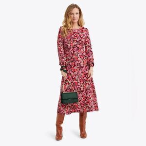 Draper James Patty Floral Long Sleeve Midi Dress in Viney Floral size XS